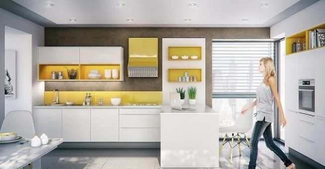 Cocina en blanco y amarillo